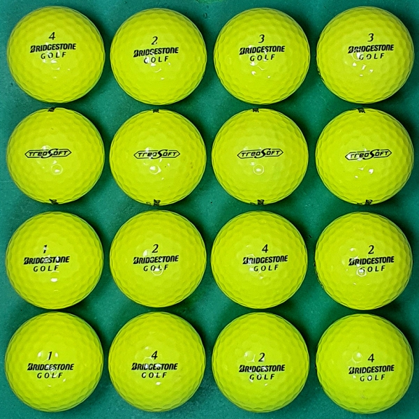 그린피플,브리지스톤 트리오 소프트 옐로우 2피스 A-급 로스트볼 16개